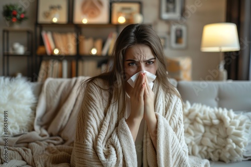 Woman Working While Sick photo