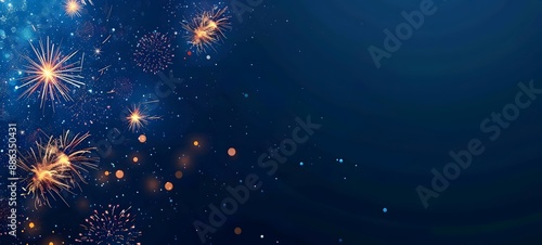 New Year Fireworks Banner with Copy Space