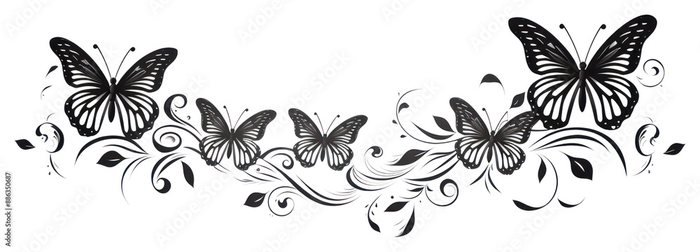 Fototapeta premium PNG Butterflies pattern creativity monochrome.