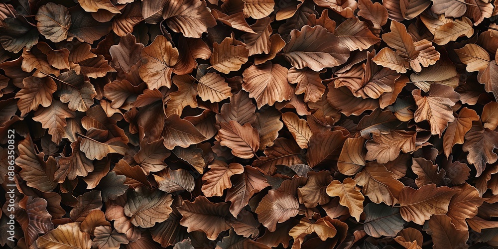 Autumnal backdrop of brown, dry leaves symbolizing the season's arrival, natural fertilizer, and botanical art Autumnal backdrop of brown, dry leaves symbolizing the season's arrival, natural fertilizer, and botanical art
