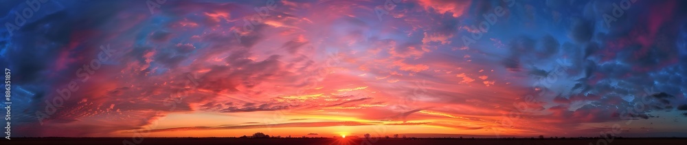 Fototapeta premium Panoramic Sunset Sky with Dramatic Clouds
