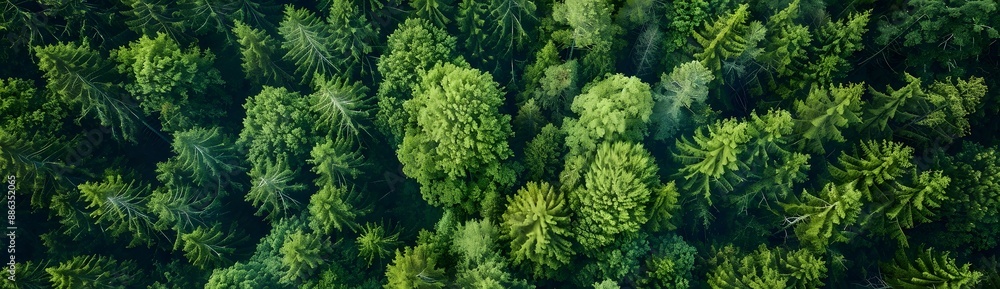 Fototapeta premium Aerial View of Lush Green Forest Canopy