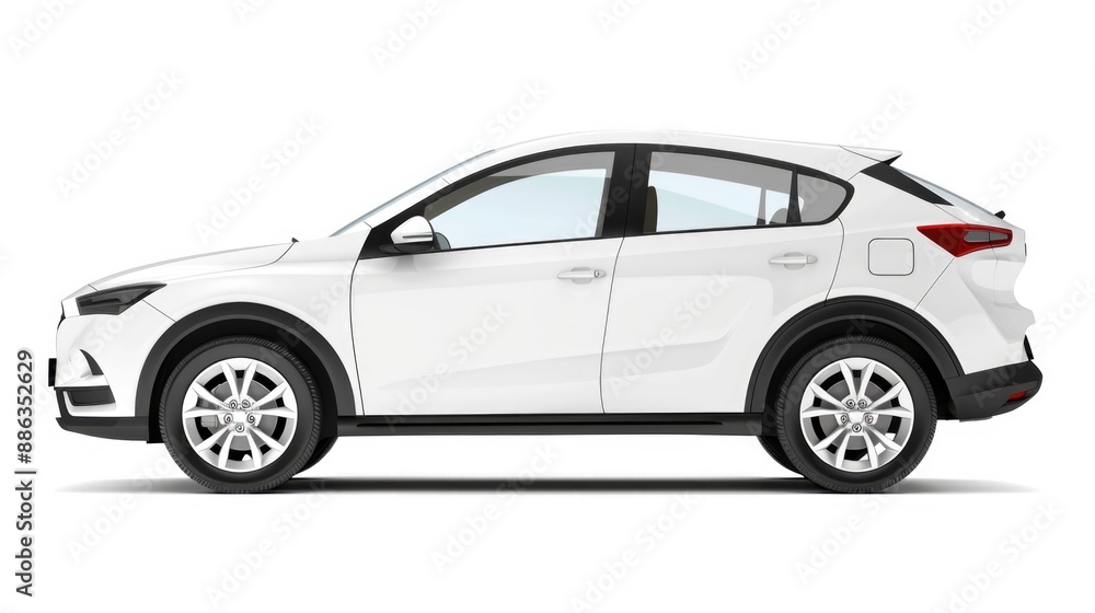 Car Isolated on White Background. Side View of SUV Brand Auto in Hybrid Design Car Isolated on White Background. Side View of SUV Brand Auto in Hybrid Design