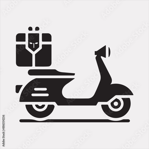 Scooter motor Courier line Art silhouette vector on white background