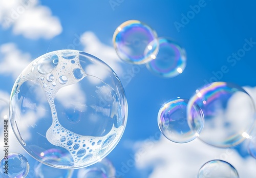 Wallpaper Mural Soap Bubbles Floating Against Blue Sky Torontodigital.ca