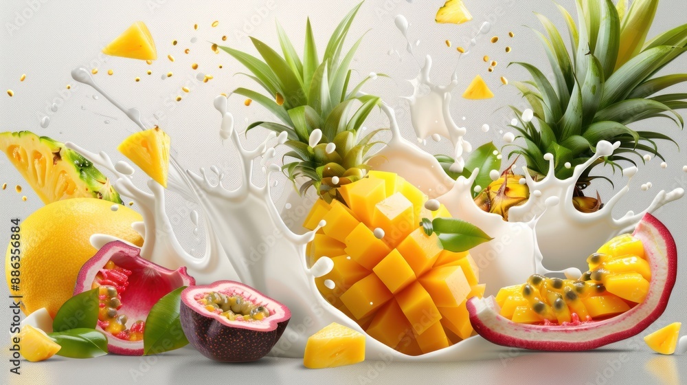 Tropical Fruit Splash in Creamy Delight Tropical Fruit Splash in Creamy Delight