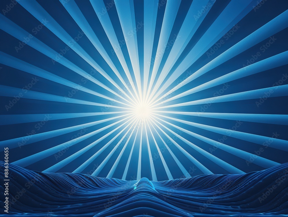 Anime-inspired dynamic sunburst, blue concentric elements, flat 2D abstract background. Anime-inspired dynamic sunburst, blue concentric elements, flat 2D abstract background.