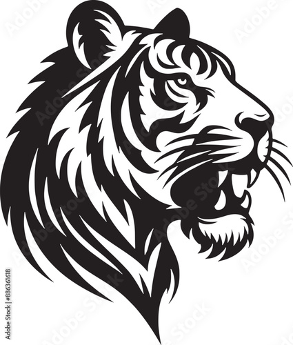 Wallpaper Mural Tiger head silhouette vector style with white background Torontodigital.ca