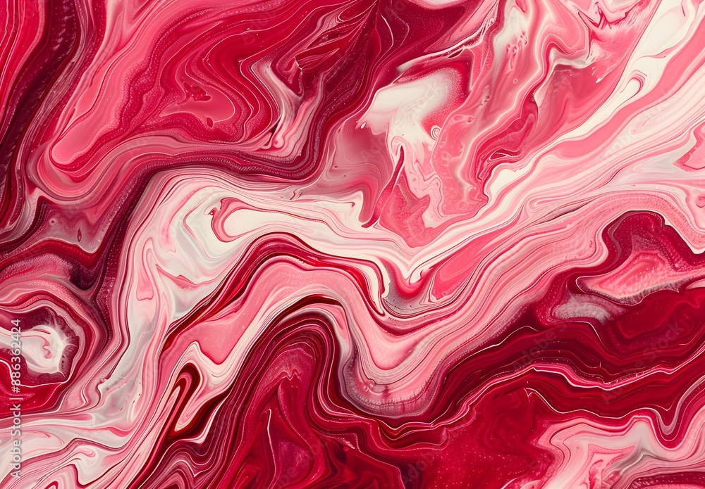 Fototapeta premium Abstract Swirling Red & Pink Acrylic Paint