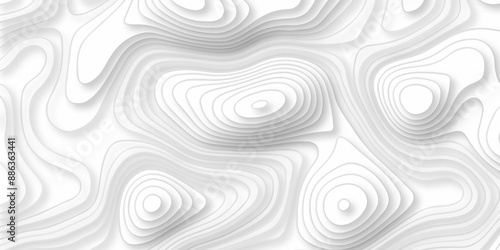 Abstract geometric layered curve line white background. 3d render, paper cut vector art background banner texture. multi layer cutout geometric patterns with smooth wavy layer. white background.