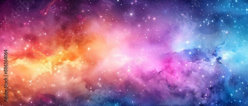 Vivid cosmic nebula with multicolor hues and star-filled background, perfect for abstract space or science fiction themed imagery.