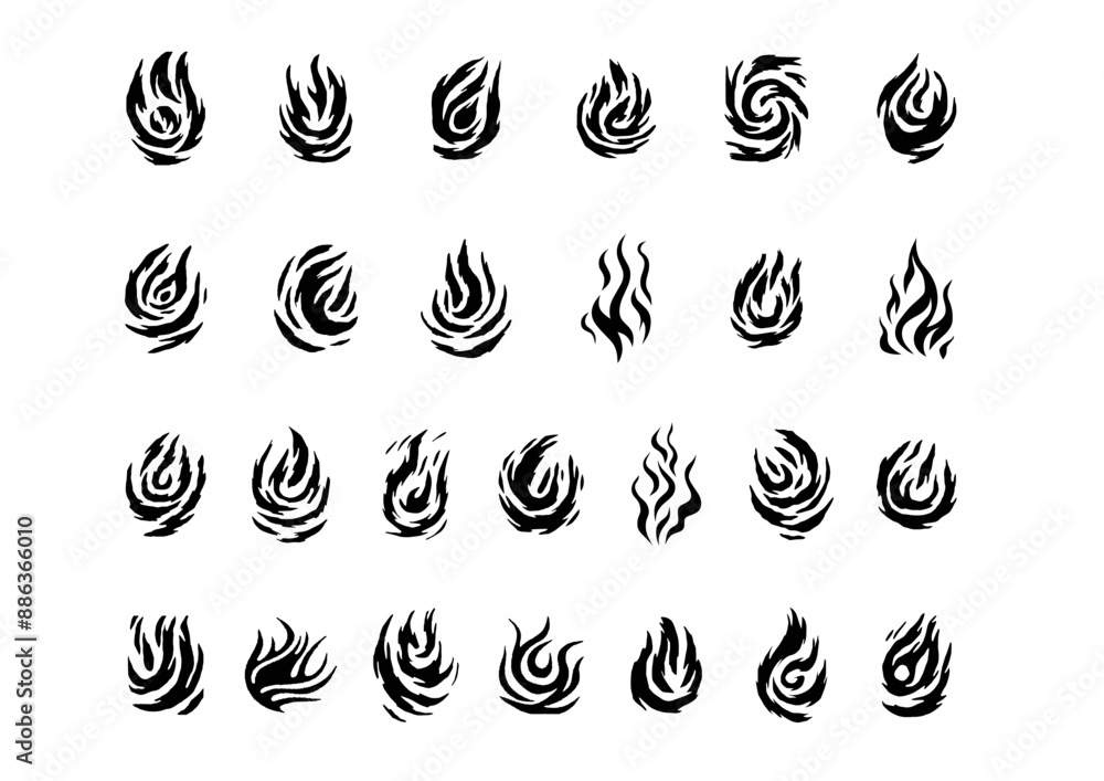 Set of Hand-Drawn Fire Elements - Graphic Design Vector Resources Set of Hand-Drawn Fire Elements - Graphic Design Vector Resources