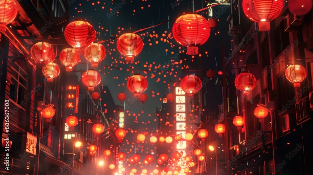 Chinese New Year Celebration with Red Lanterns Chinese New Year Celebration with Red Lanterns