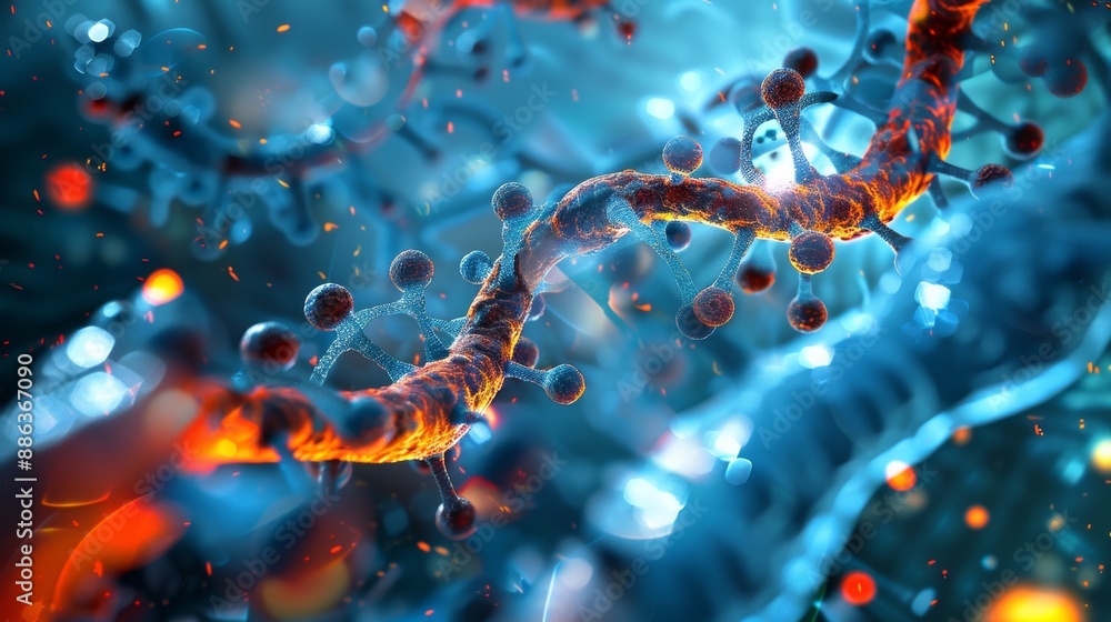 Abstract DNA Structure with Glowing Particles. Abstract DNA Structure with Glowing Particles.