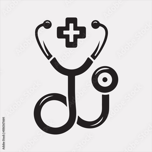 Stethoscope symbol health logo silhouette vector on a white background