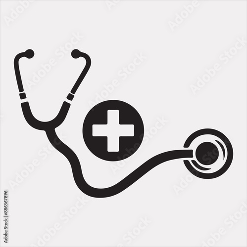Stethoscope symbol health logo silhouette vector on a white background