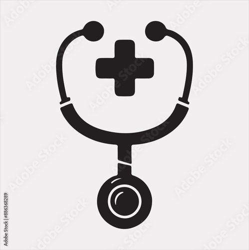 Stethoscope symbol health logo silhouette vector on a white background
