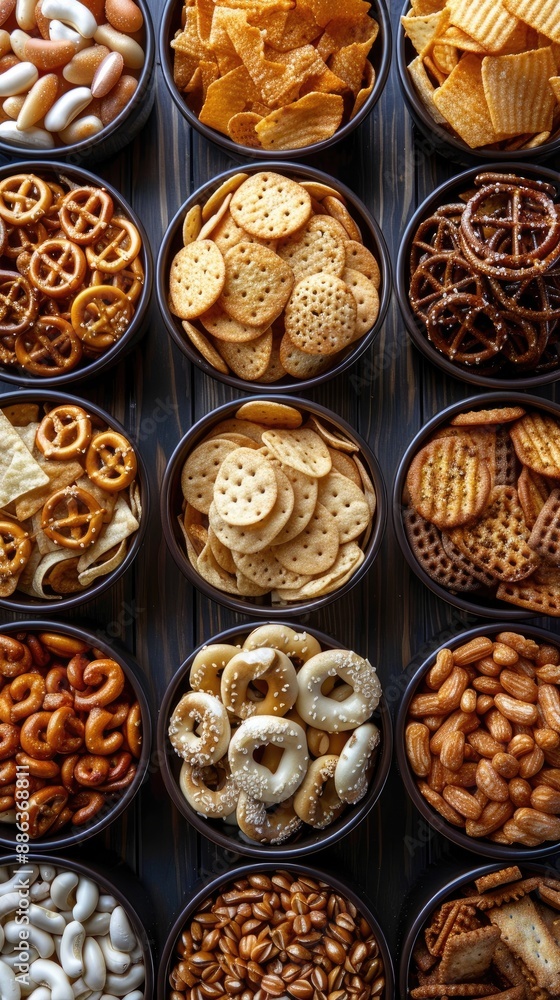 Salty snacks such as pretzels, chips, and crackers Salty snacks such as pretzels, chips, and crackers