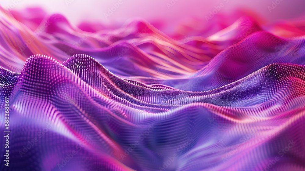 Abstract 3D Digital Waves in Vibrant Pink and Purple Tones, Captured with Wide-Angle Lens and High-Saturation High-Key Film for Enhanced Depth and Texture Abstract 3D Digital Waves in Vibrant Pink and Purple Tones, Captured with Wide-Angle Lens and High-Saturation High-Key Film for Enhanced Depth and Texture