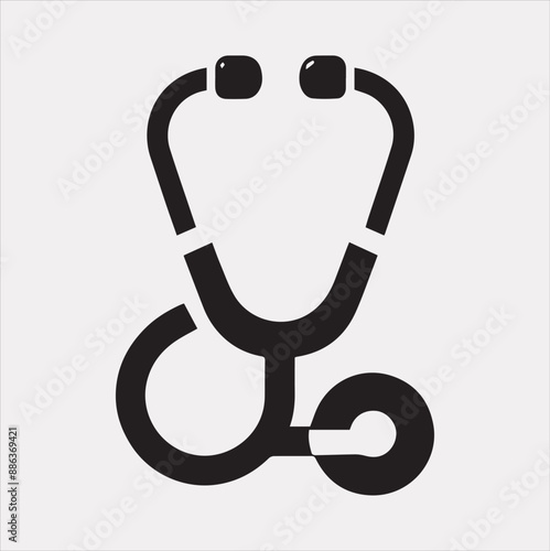 Stethoscope symbol health logo silhouette vector on a white background