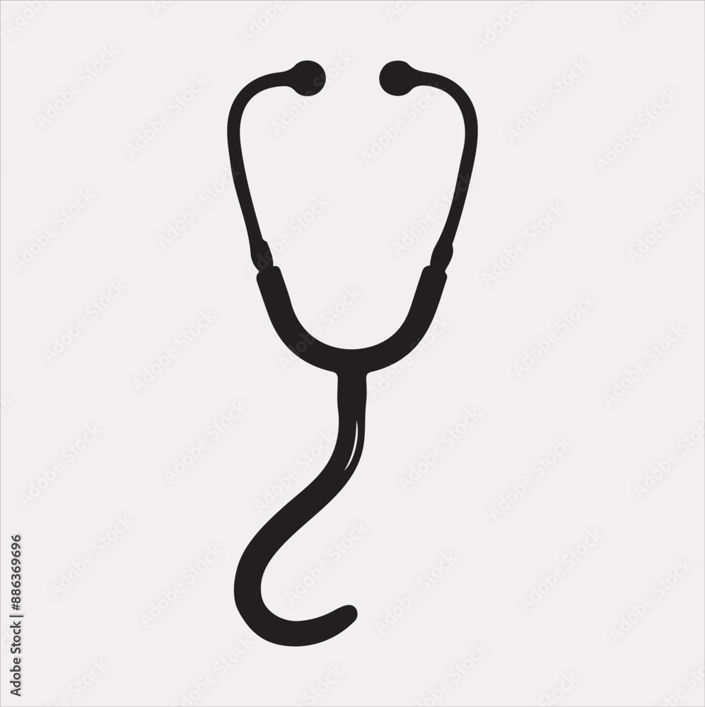 Stethoscope symbol health logo silhouette vector on a white background Stethoscope symbol health logo silhouette vector on a white background