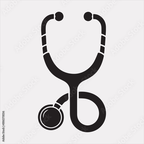 Stethoscope symbol health logo silhouette vector on a white background