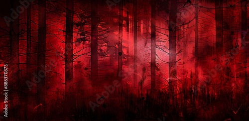 Grunge Red Forest Horror Background