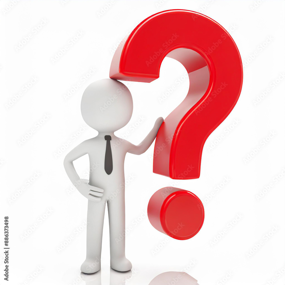 3d human with a red question mark 3d human with a red question mark