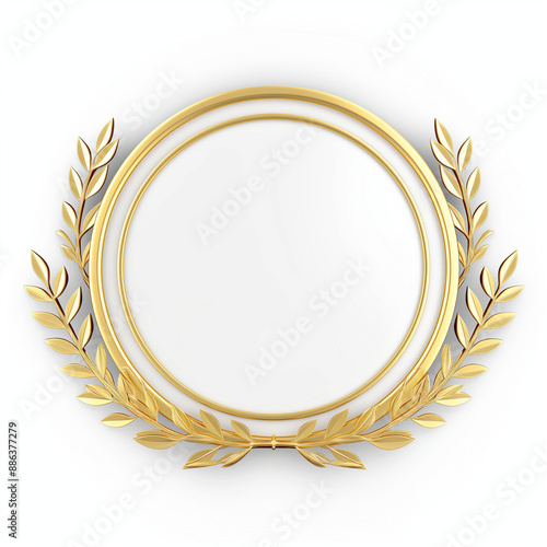 Golden laurel wreath forming a round frame with blank space for your design