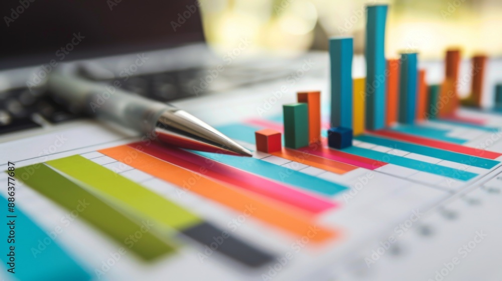 A close-up of a colorful bar graph being created in a spreadsheet software on a laptop A close-up of a colorful bar graph being created in a spreadsheet software on a laptop