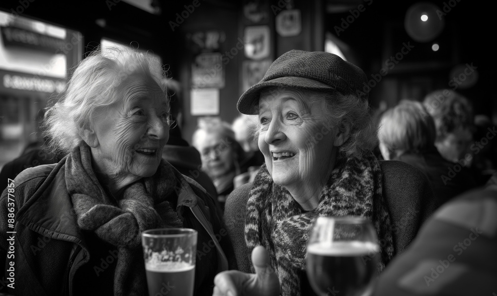 Lifetime friendship: A warm gathering between an elderly woman and her best friend. Lifetime friendship: A warm gathering between an elderly woman and her best friend.