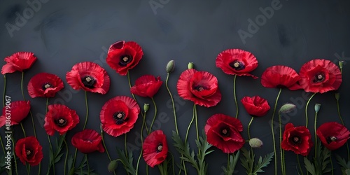 Wallpaper Mural Significance of Isolated Red Poppies on Anzac Day and Remembrance Day. Concept Anzac Day, Remembrance Day, Red Poppies, Symbolism, Commemoration Torontodigital.ca