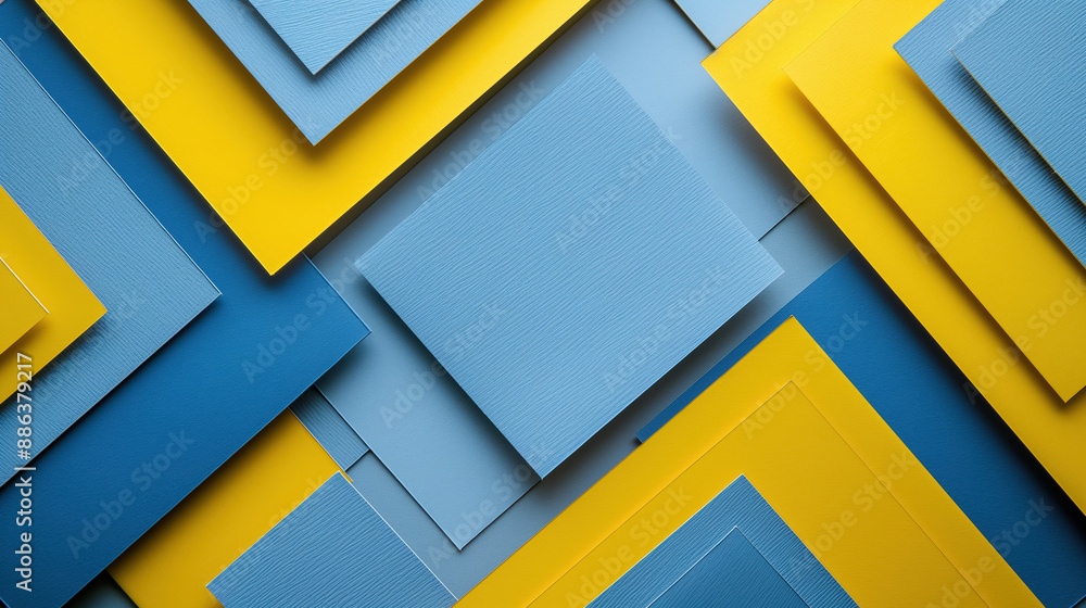 Abstract geometric design featuring overlapping blue and yellow squares, creating a modern, visually striking pattern. Abstract geometric design featuring overlapping blue and yellow squares, creating a modern, visually striking pattern.
