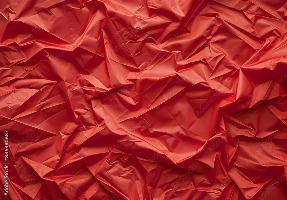 Obraz premium Red Creased Fabric Texture Background