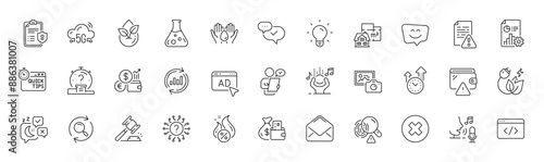 Customer survey, 5g cloud and Approved line icons. Pack of Wallet, Close button, Microphone icon. Instruction manual, Report, Search pictogram. Quiz, Floor plan, Fingerprint. Line icons. Vector