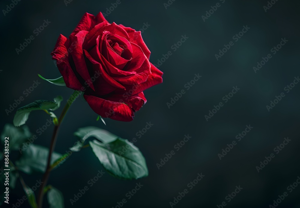 Single Red Rose on Black Background - Valentine's Day Single Red Rose on Black Background - Valentine's Day