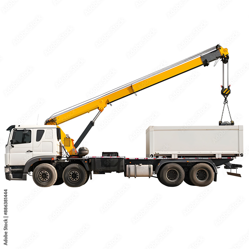 Crane truck isolated on background. Crane truck isolated on background.