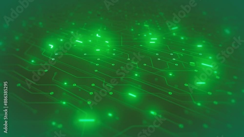 Computer Motherboard Chipset Background/ Animation of an abstract technology background with electronics chipset circuits connected and depth of field blur