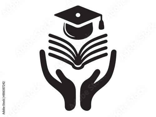 Education logo vector silhouette black color education icon white background