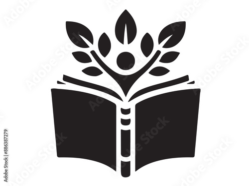 Education logo vector silhouette black color education icon white background