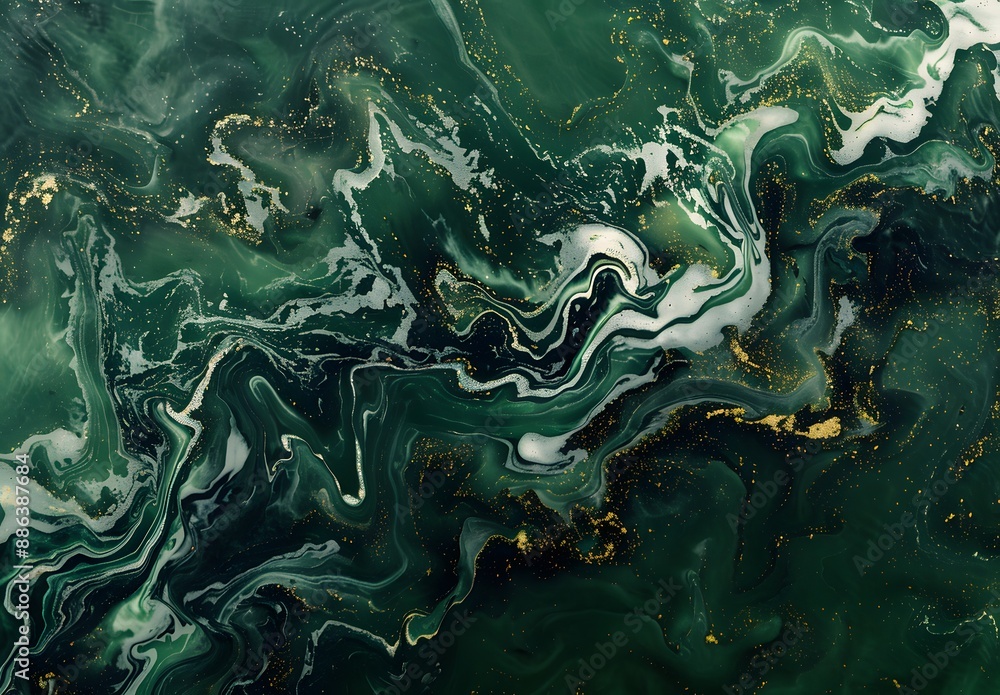 Abstract Green Swirls with Gold Glitter Abstract Green Swirls with Gold Glitter