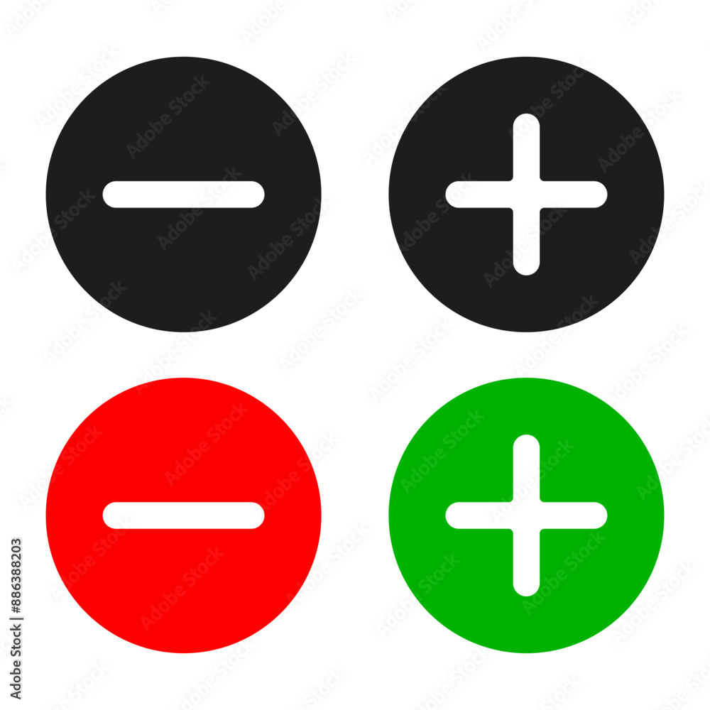 plus and minus signs vector icons set plus and minus signs vector icons set