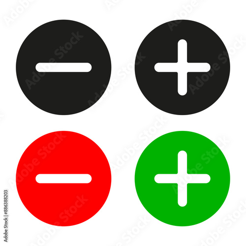 plus and minus signs vector icons set