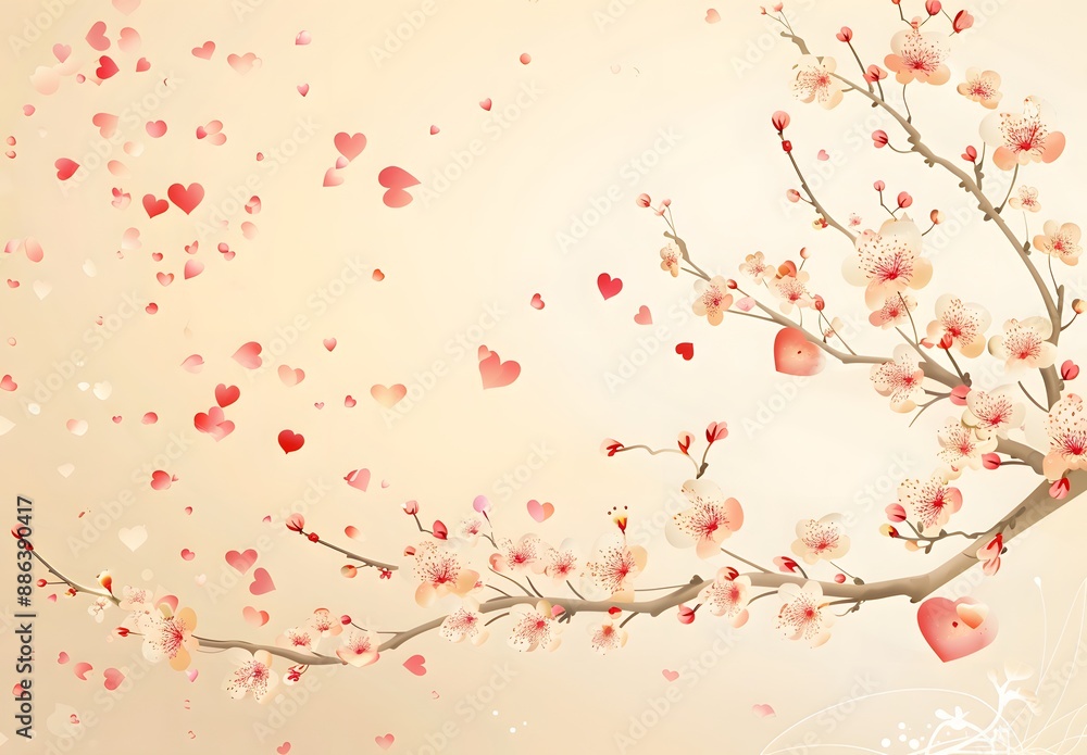 Valentine's Day Floral Branch with Hearts Valentine's Day Floral Branch with Hearts