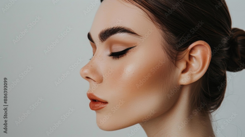 Close-Up Profile of a Woman With Makeup Close-Up Profile of a Woman With Makeup
