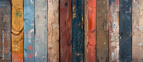 Weathered wooden boards provide a rustic backdrop or texture suitable for design projects needing a vintage aesthetic with copy space image. © StockKing