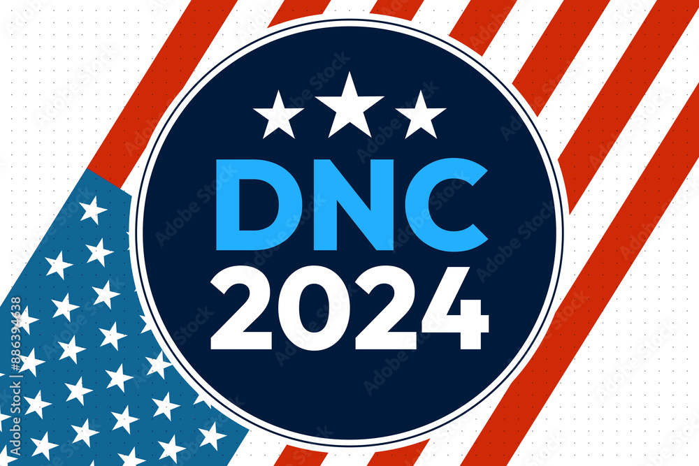 DNC 2024 wallpaper with American flag in the backdrop. Democratic National convention 2024 background design DNC 2024 wallpaper with American flag in the backdrop. Democratic National convention 2024 background design