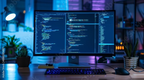 Wallpaper Mural Computer Code on a Monitor. Torontodigital.ca