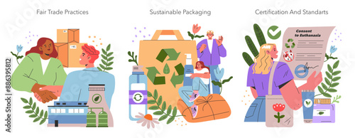 Ethical Cosmetics. Flat Vector Illustration