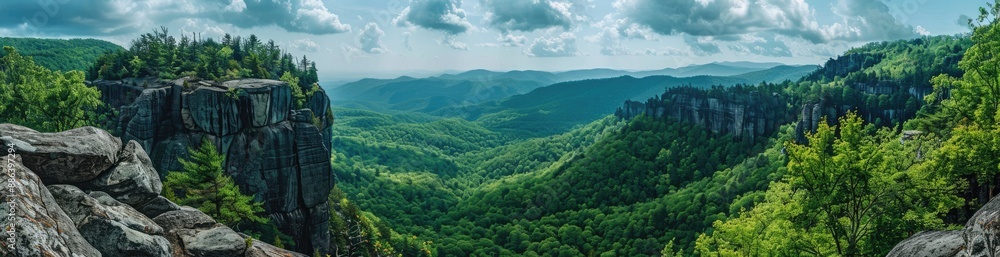 Fototapeta premium Panoramic View of Lush Mountain Ranges